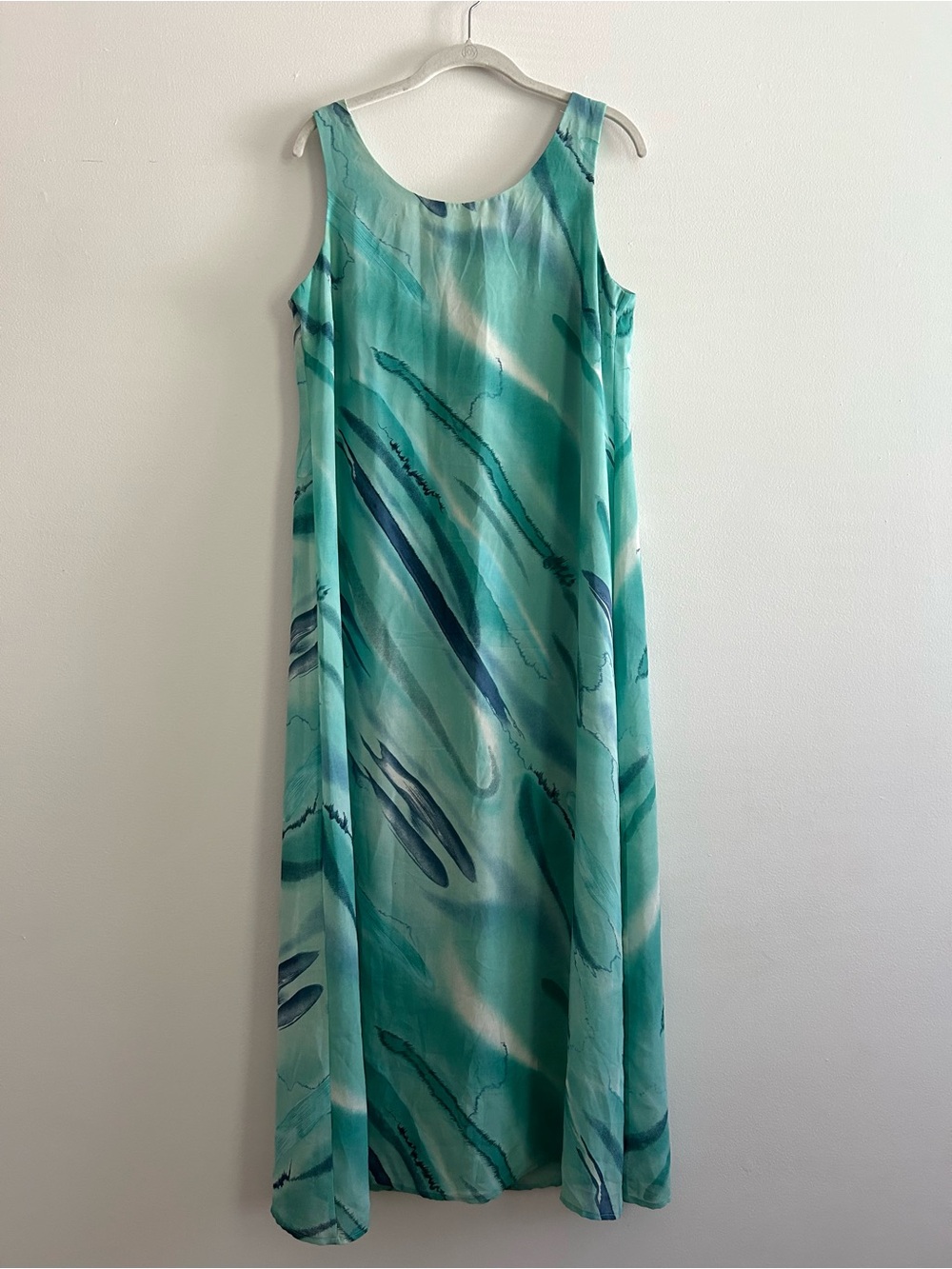 Turquoise Patterned Print Flowy Midi Dress